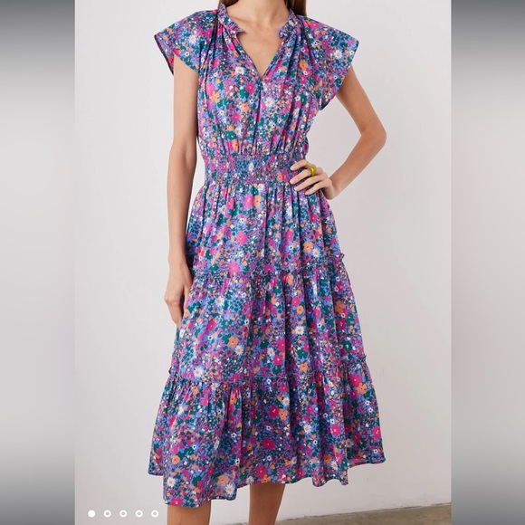 Rails Amelia Dress in Leilani Smocked Floral Midi Sundress Size Small - Picture 1 of 16